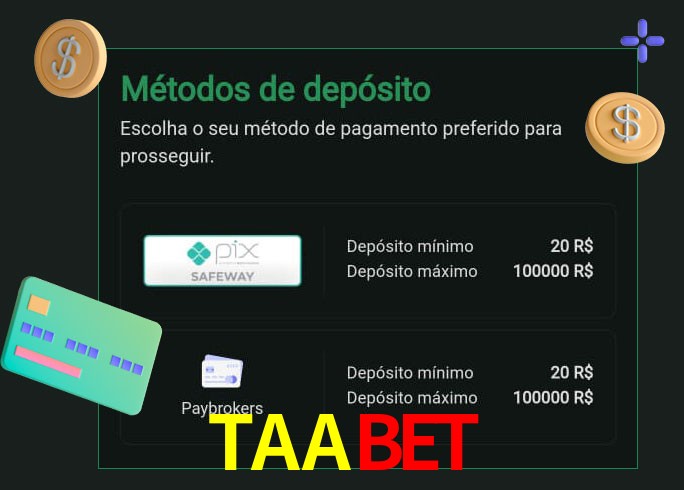 O cassino TAAbet oferece uma grande variedade de métodos de pagamento